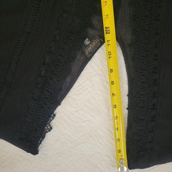 Topshop Kimono Black Lace Trim Tie Waist Double V Beach Cover‎ Small - Picture 11 of 16